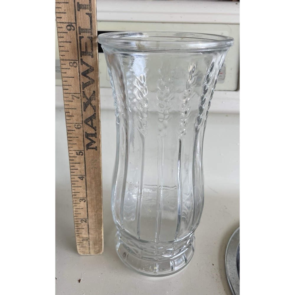 Vintage Brody Co Clear Glass Vase 9" Tall Wheat Stalk Pattern 1960s‎